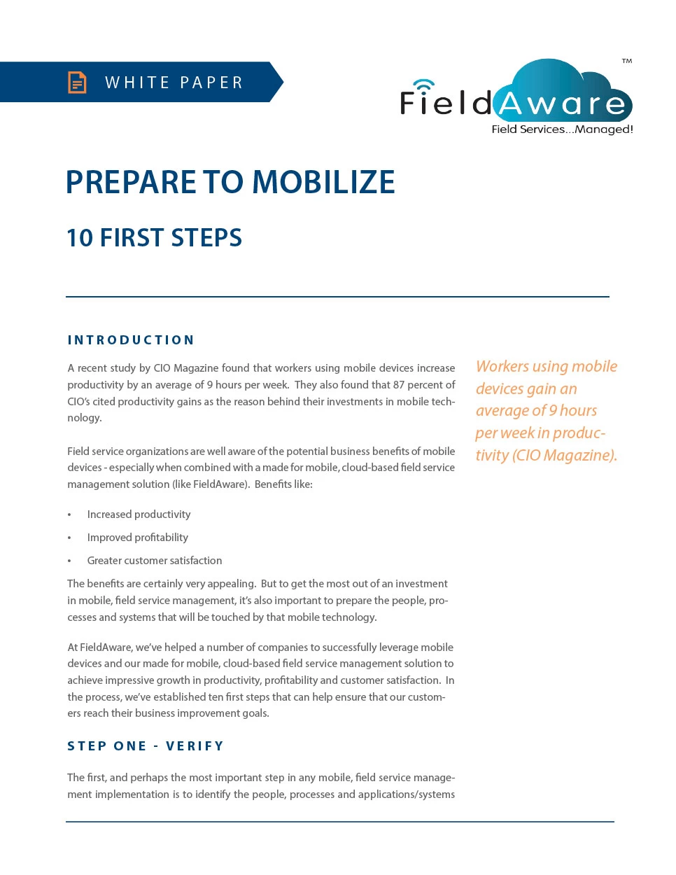 Prepare To Mobilize - 10 First Steps White Paper