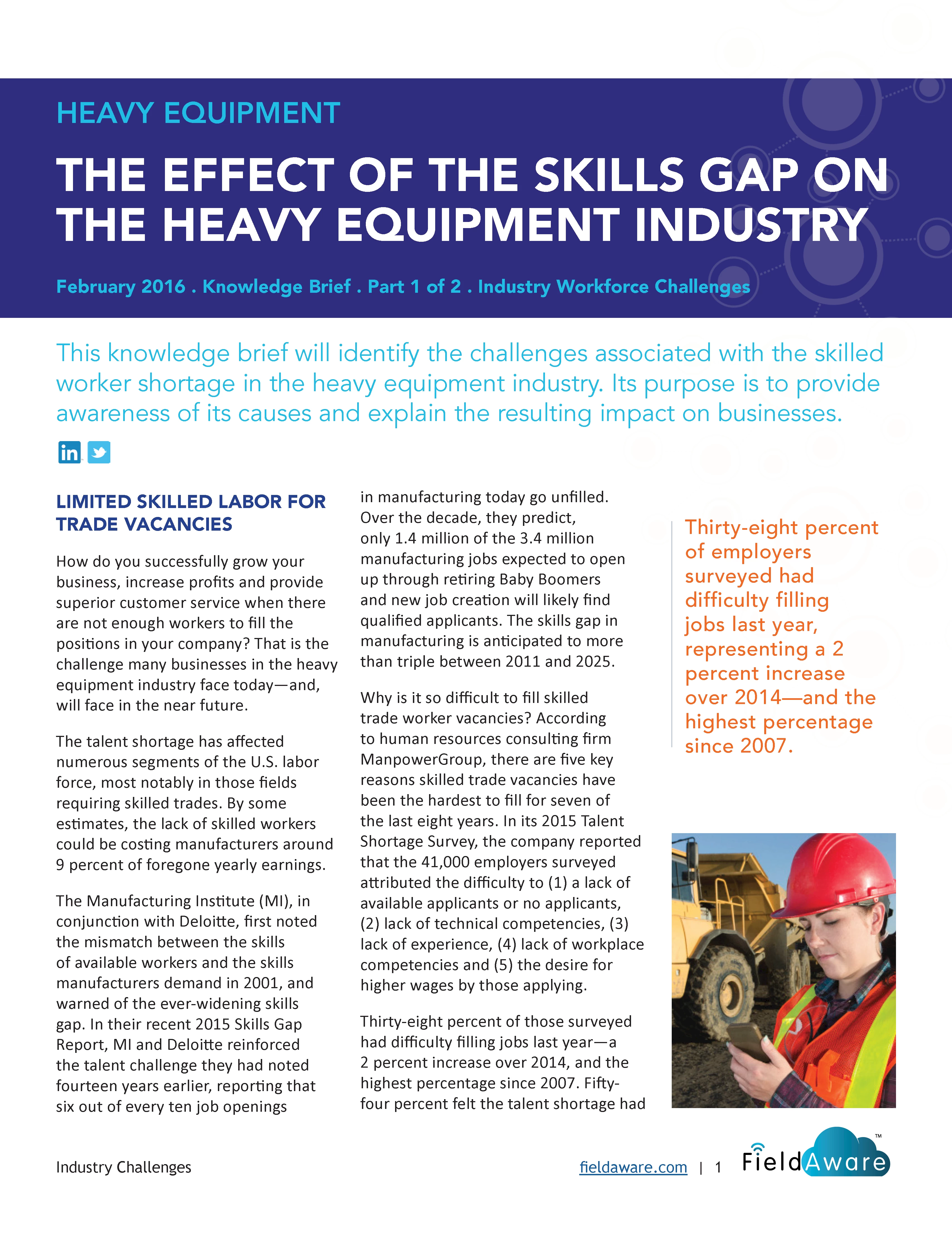 The Effect Of The Skills Gap On The Heavy Equipment Industry - Part 1 White Paper
