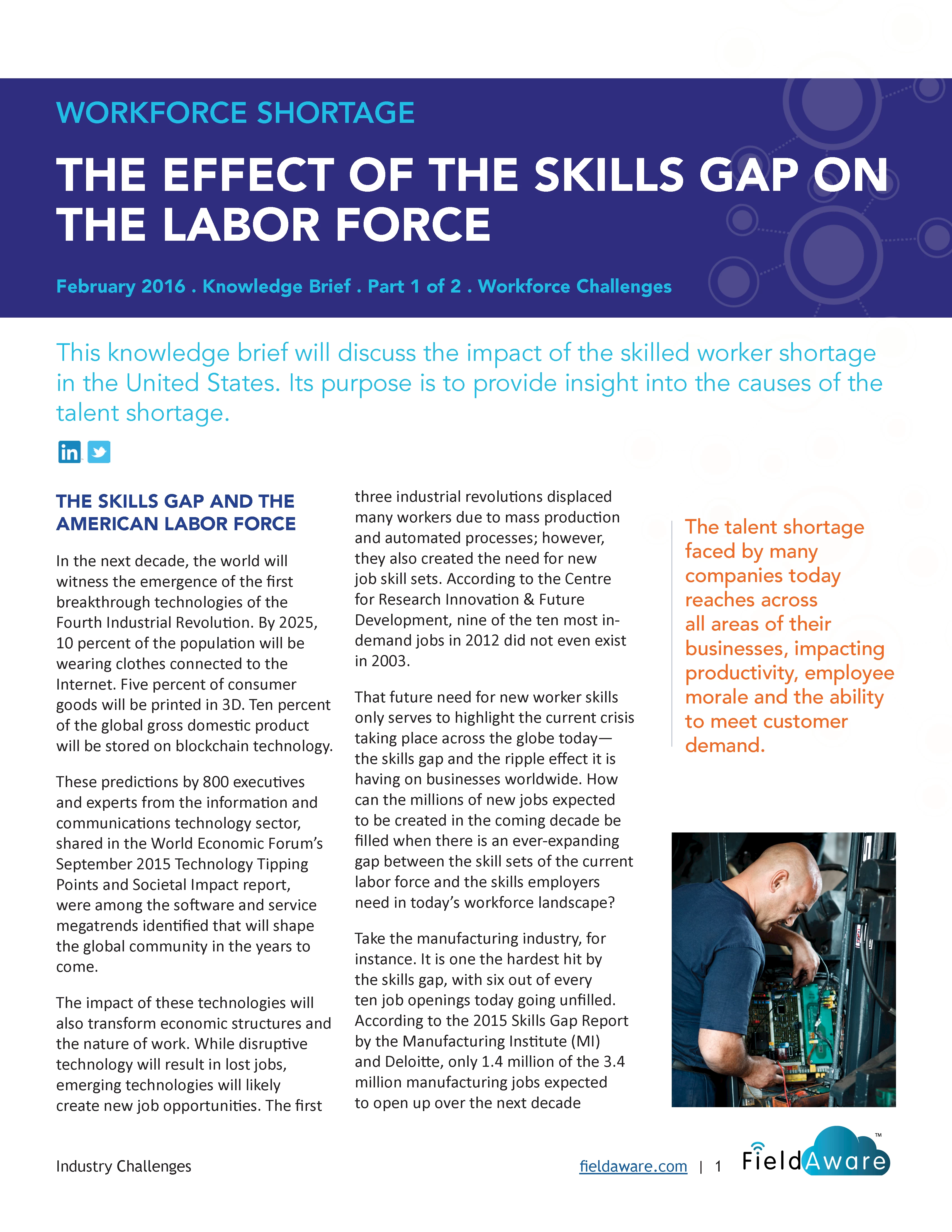 Workforce Shortage The Effect Of The Skills Gap On The Labor Force - Part 1 White Paper